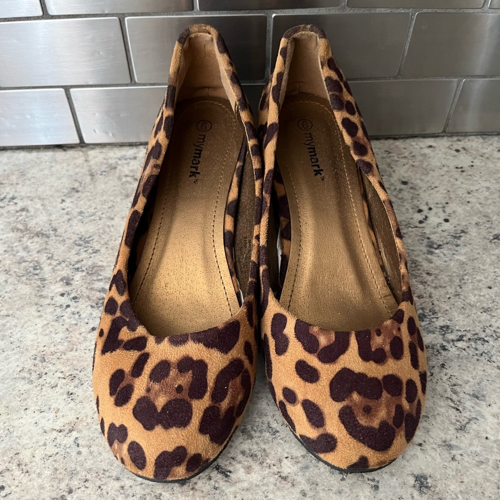 Leopard print wedges